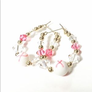 🎀Breast Cancer Awareness Hoop Earrings